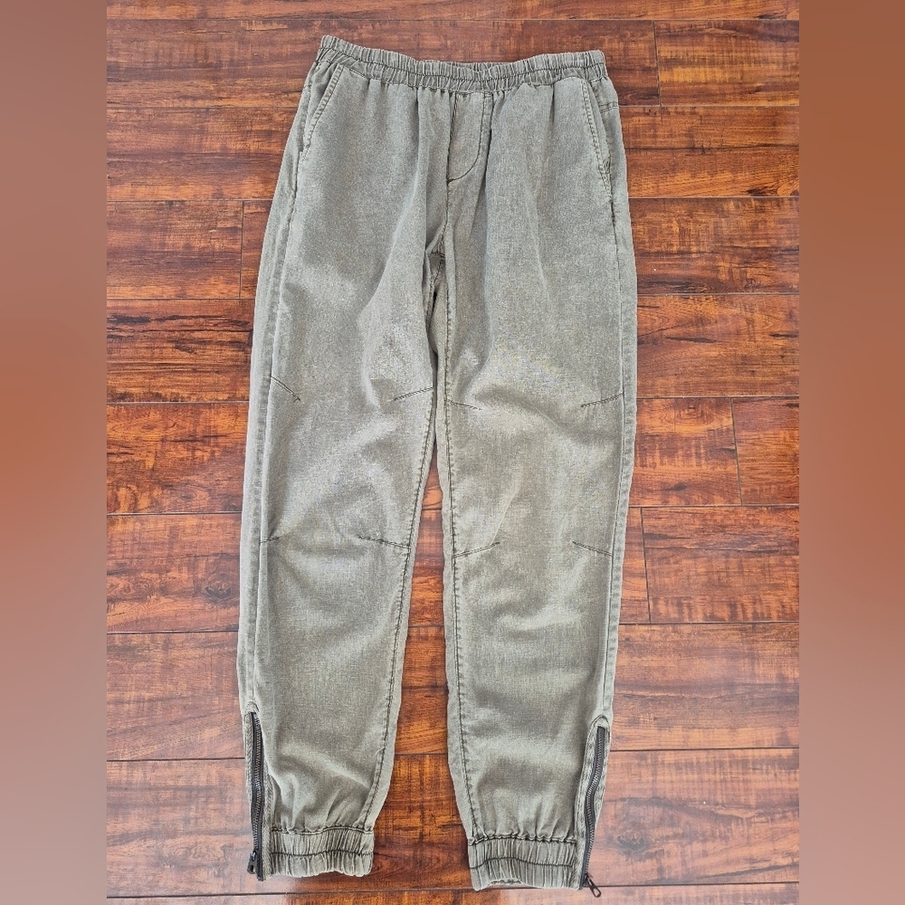 Roots Canada Hemp Jogger summer pull lounge on jogger zipper bottom Pants Medium